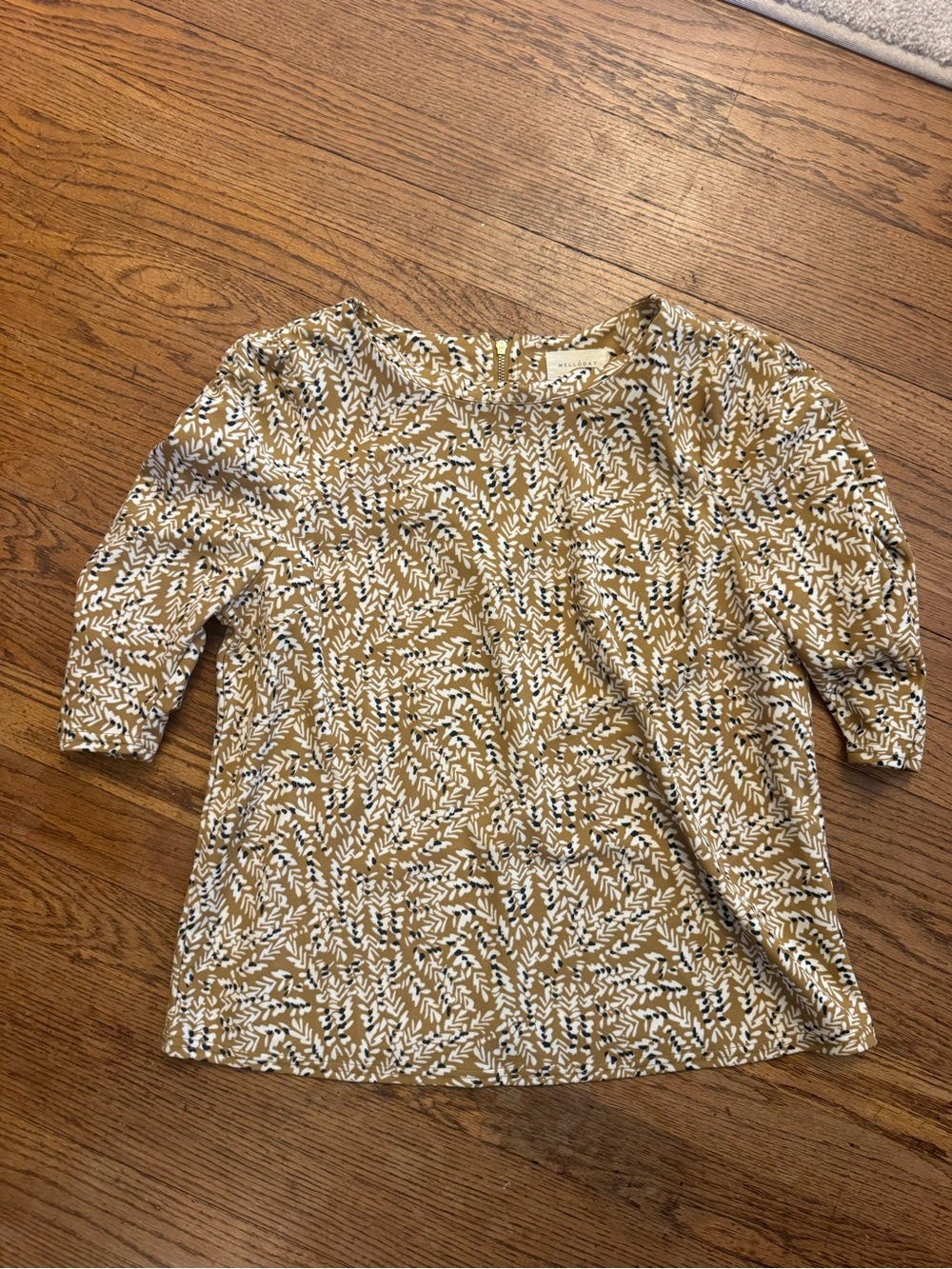 MELLODAY Mustard Yellow and White Printed 3/4 Sleeve Blouse